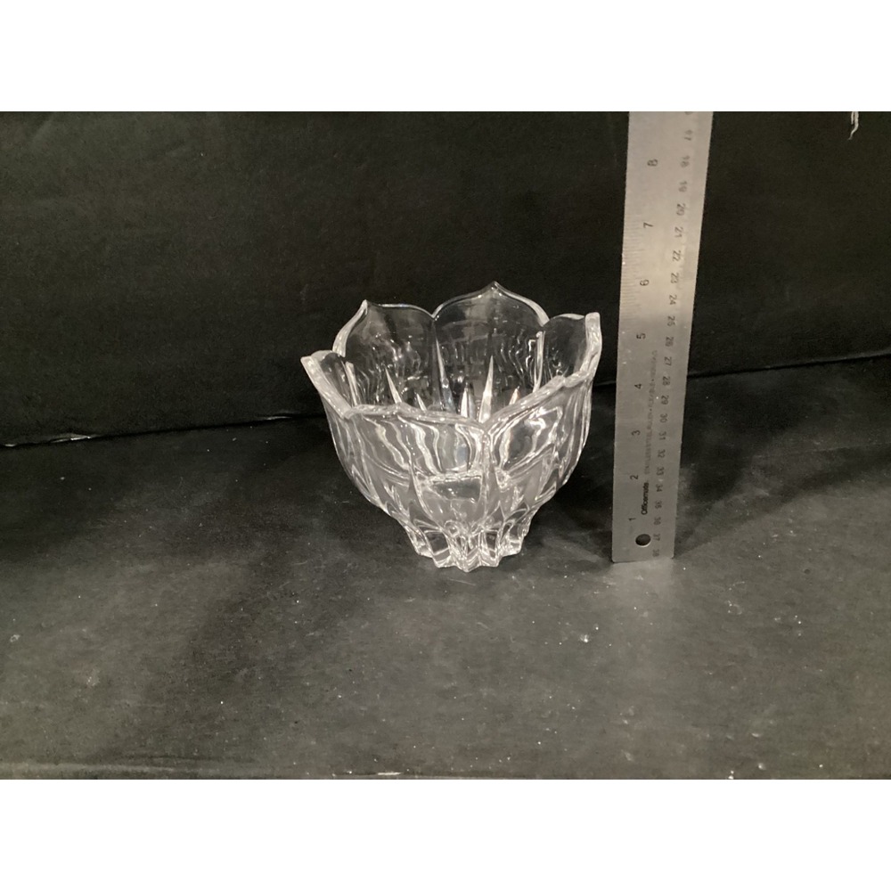 Vintage Gorham Crystal Lotus Rose Bowl Fluted Tulip Flower Small Centerpiece